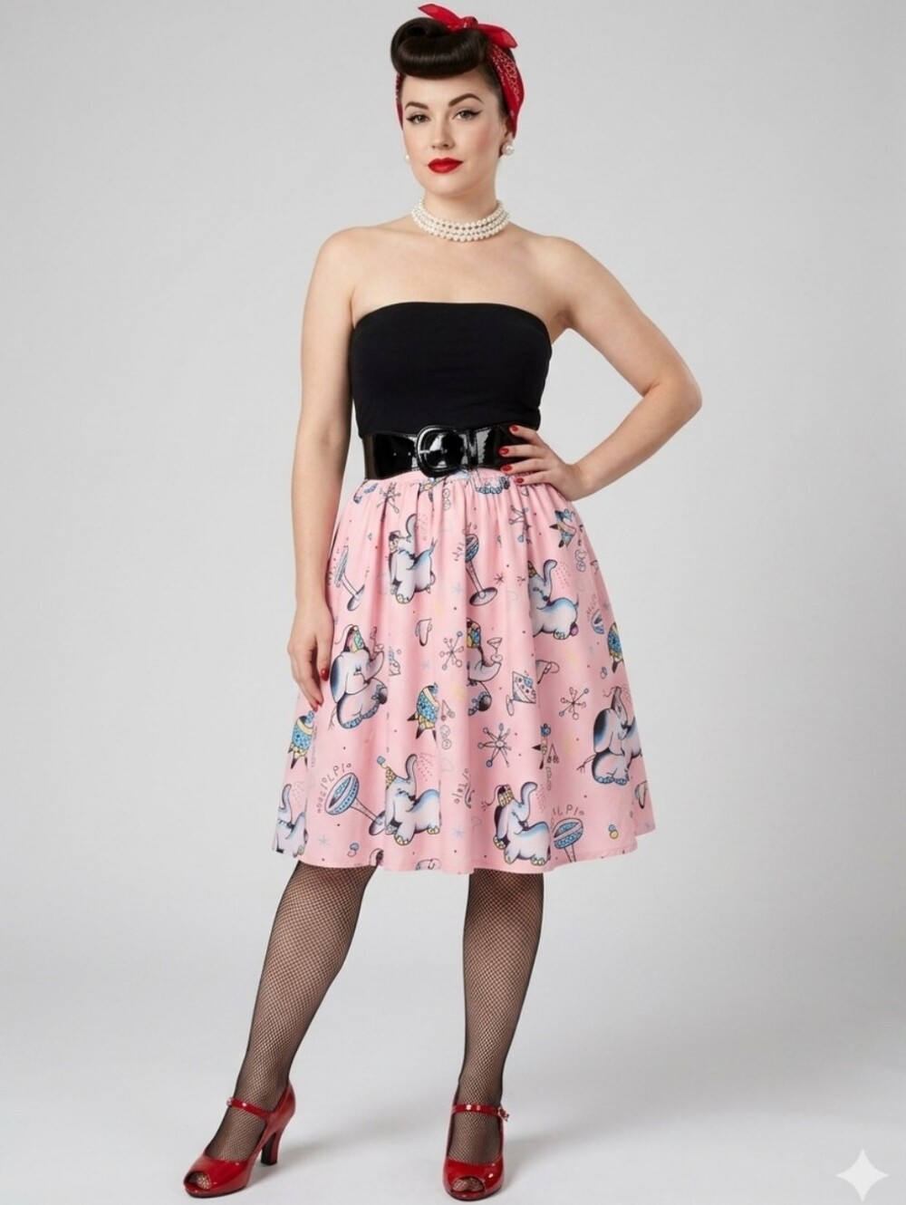 Sourpuss Tipsy Elephant Swing Skirt, Size M